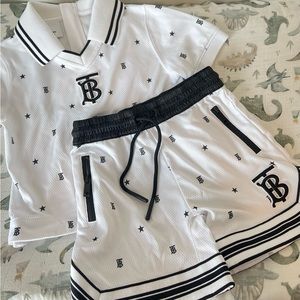 Burberry logo technical-jersey polo and shorts